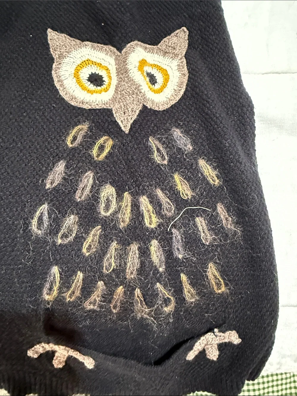 Moth Black Scoop Neck Sweater with Embroidered Owl - Picture 3 of 5
